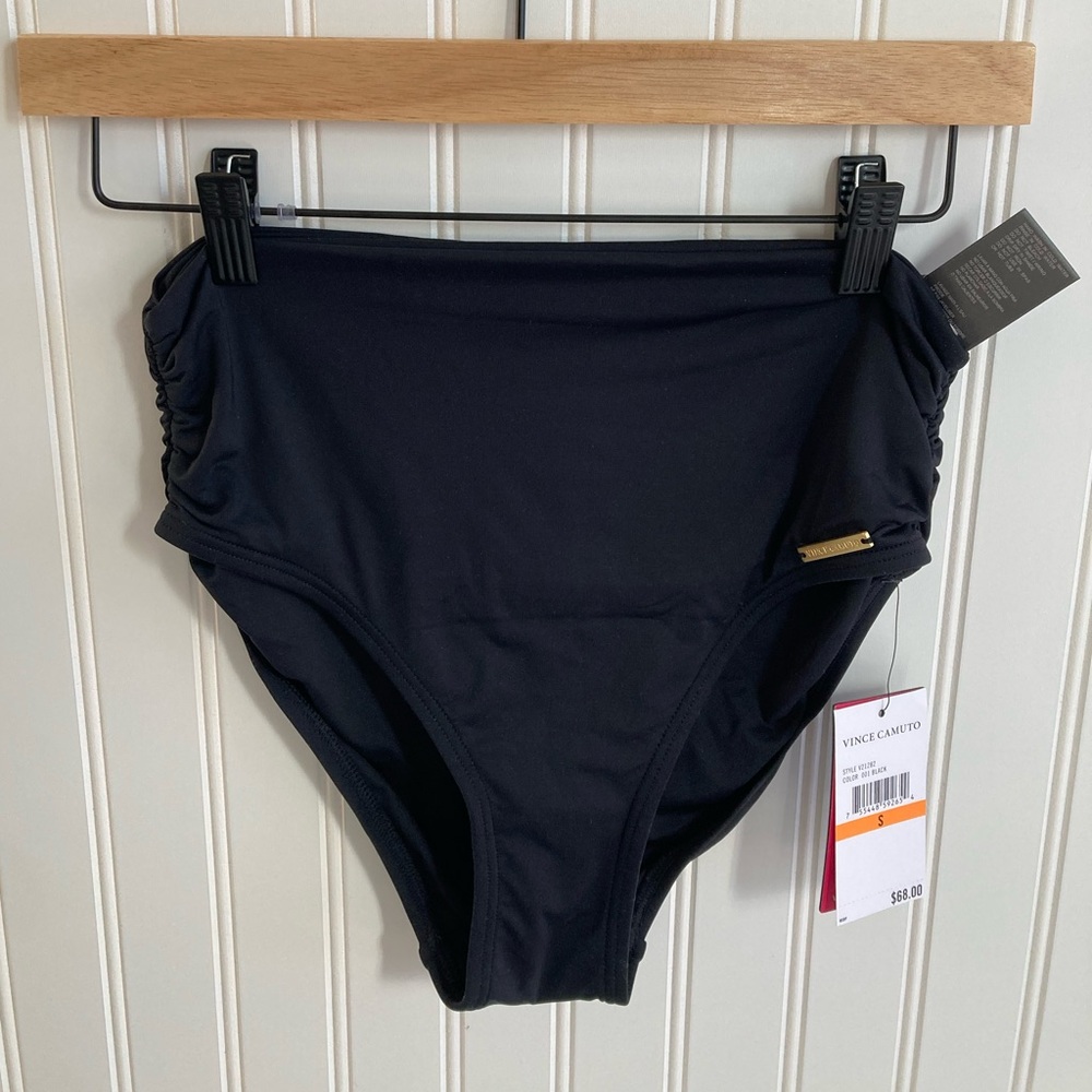 Vince Camuto High-Waisted Bikini Bottoms Black NWT Size Small